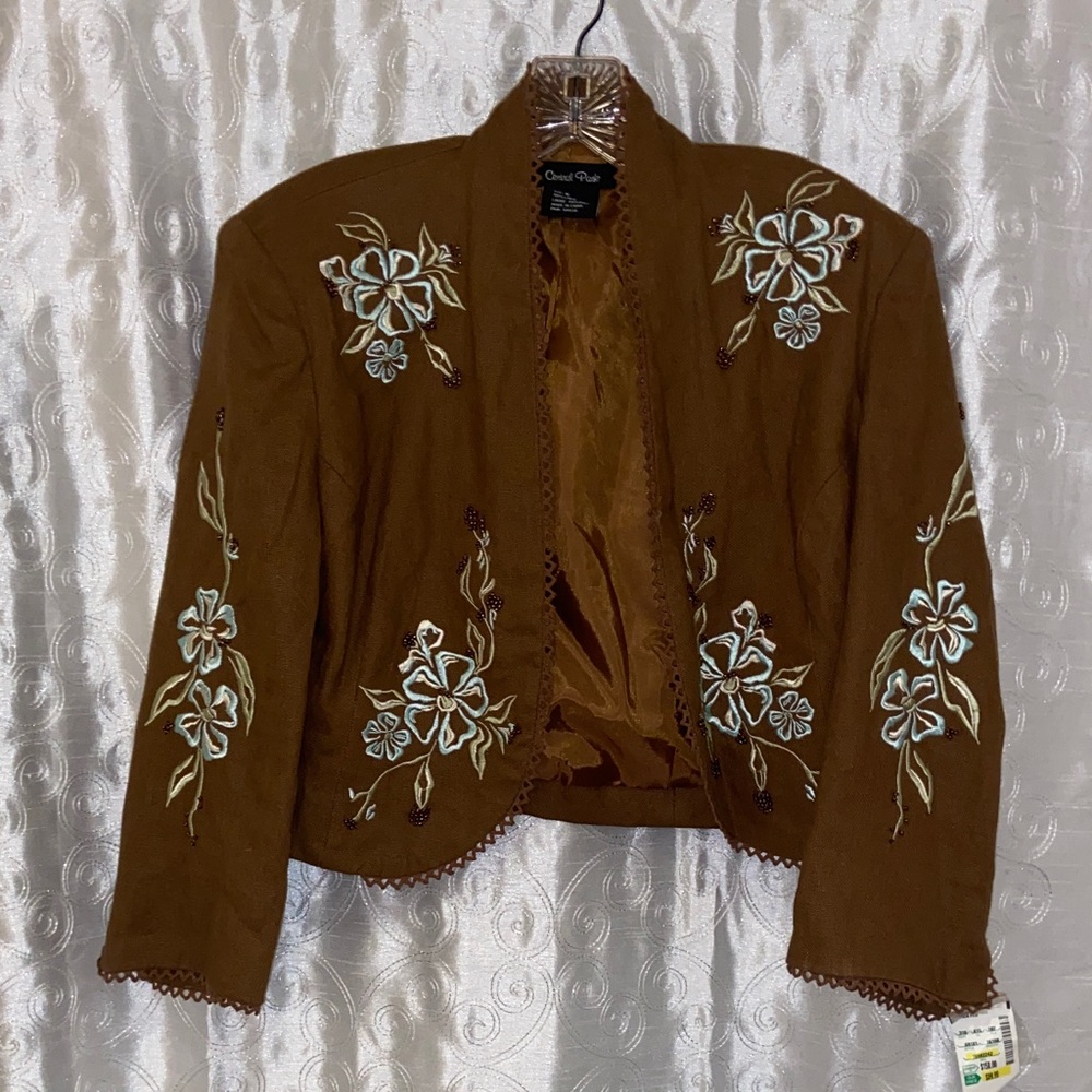 Central Park NWT Brown Embroidered Women's Jacket Size 6 🔥 B1